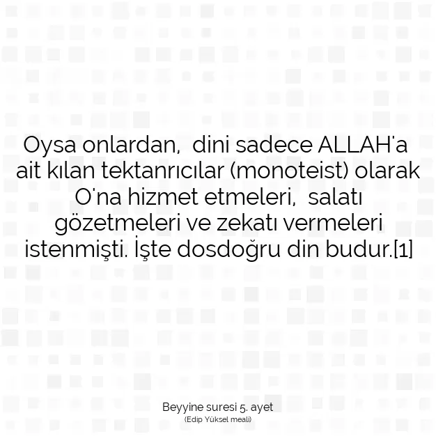 Ayetbul | Kuran Mealleri | Quran | Beyyine suresi 5. ayet