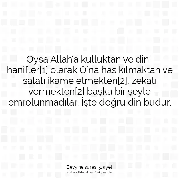 Ayetbul | Kuran Mealleri | Quran | Beyyine suresi 5. ayet