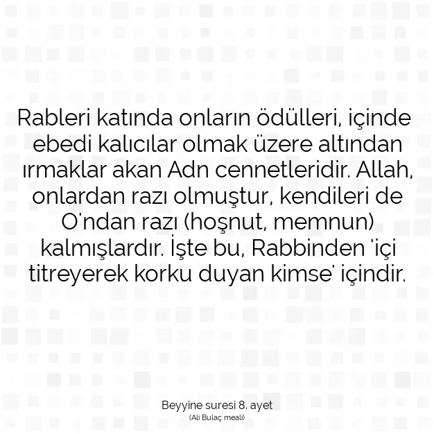 Ayetbul | Kuran Mealleri | Quran | Beyyine suresi 8. ayet