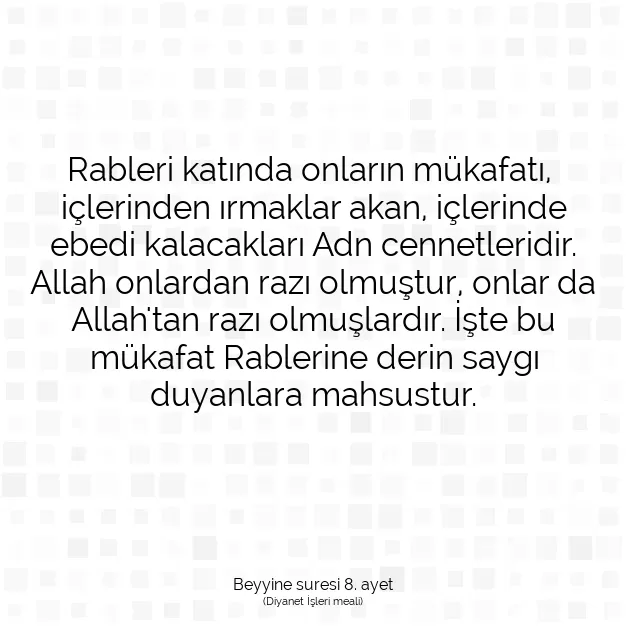 Ayetbul | Kuran Mealleri | Quran | Beyyine suresi 8. ayet