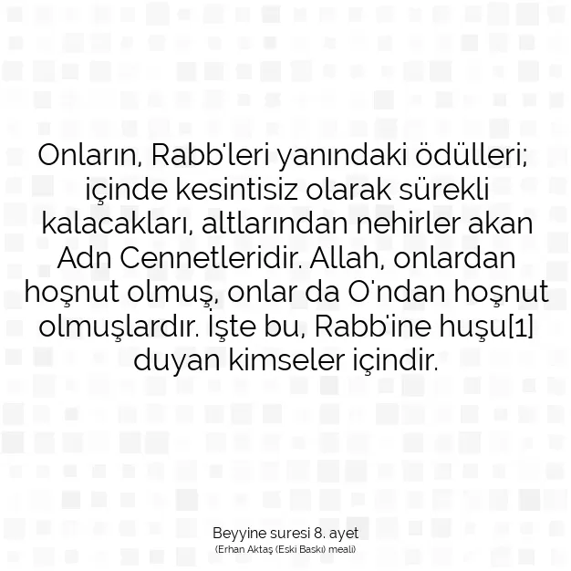 Ayetbul | Kuran Mealleri | Quran | Beyyine suresi 8. ayet