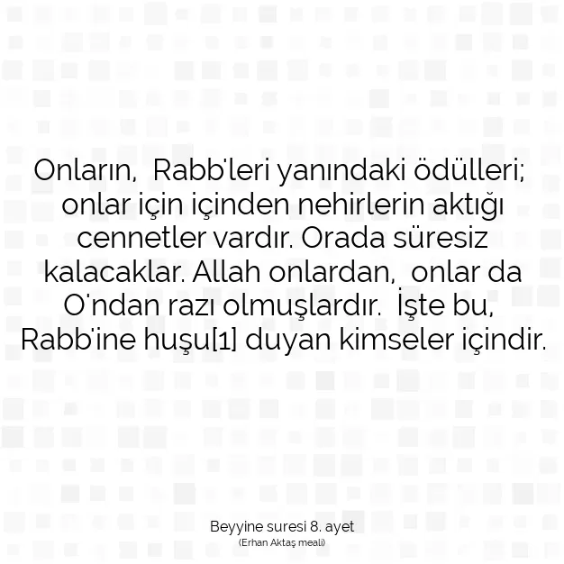 Ayetbul | Kuran Mealleri | Quran | Beyyine suresi 8. ayet