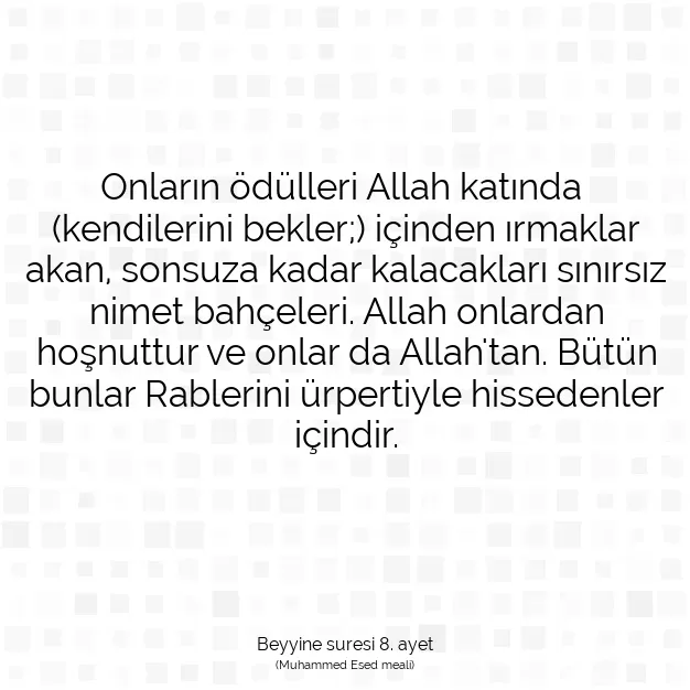 Ayetbul | Kuran Mealleri | Quran | Beyyine suresi 8. ayet