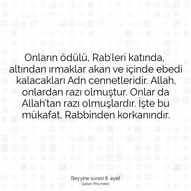 Ayetbul | Kuran Mealleri | Quran | Beyyine suresi 8. ayet