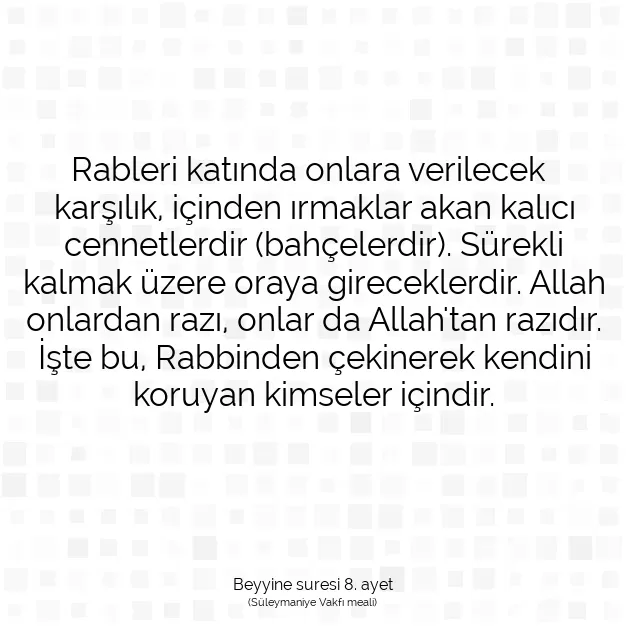 Ayetbul | Kuran Mealleri | Quran | Beyyine suresi 8. ayet