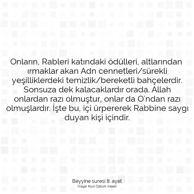 Ayetbul | Kuran Mealleri | Quran | Beyyine suresi 8. ayet